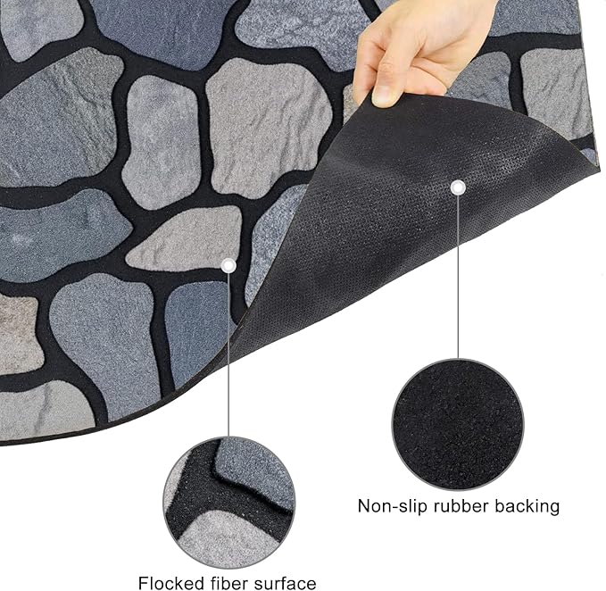 CHICHIC Welcome Door Mat 18X 30 Inch Front Doormat Outdoors for Home Entrance Outdoors Mat for Outside Entry Way Doormat Entry Rugs, Heavy Duty Non Slip Rubber Back Low Profile, Stone-Ruum Studio Home