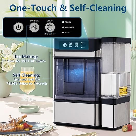 Nugget Ice Maker Countertop with 0.8Gal Removable Tank for Chewable Ice, 41Lbs/24H, One-Touch Fast Ice in 6 Mins, Self-Cleaning & Ultra Quiet for Home, Office, Party-Ruum Studio Home
