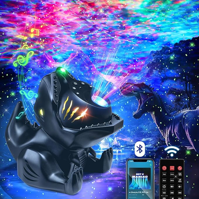 Dinosaur Baby Sound Machine Night Light Projector, 22 White Noise Machine Baby 5.3 Bluetooth Speaker, 196Color Remote Control | Toddler Night Light for Kids, Boy Gift Dinosaur Decor Galaxy Light-Ruum Studio Home