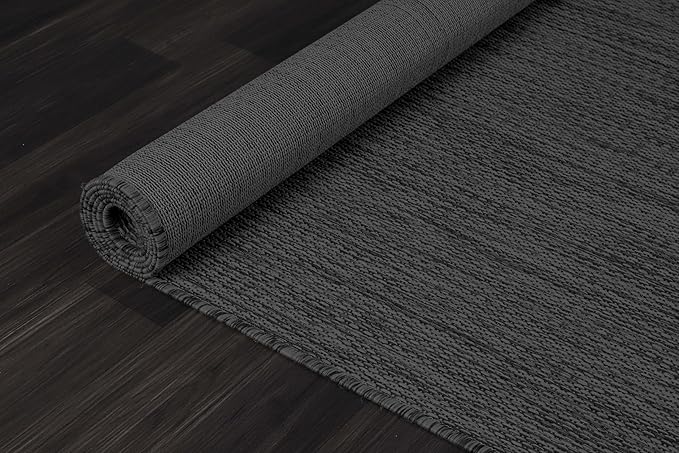 CAMILSON Outdoor Rug 8x10 Modern Area Rugs for Indoor and Outdoor Patios and Porches - Waterproof, Washable, Non-Shedding, Easy-to-Clean Outside Carpet (8 x 10, Solid - Dark Gray)-Ruum Studio Home