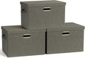 Large 17" 36 Quart Collapsible Stackable Storage Bins with Lids, 3 Packs Dark green Foldable Fabric Closet Storage Boxes with Lids, Heavy-duty Linen Cube Baskets(17x12x11)-Ruum Studio Home