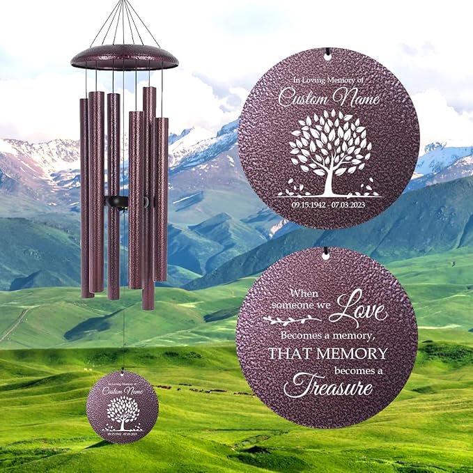 ASTARIN 36" Large Deep Tone Personalized Sympathy Wind Chimes, Memorial Wind Chime for Loss of Mother Father Loved One, Tree of Life Bereavement Gifts Decor Outdoor Patio Garden(Produced in USA)-Ruum Studio Home