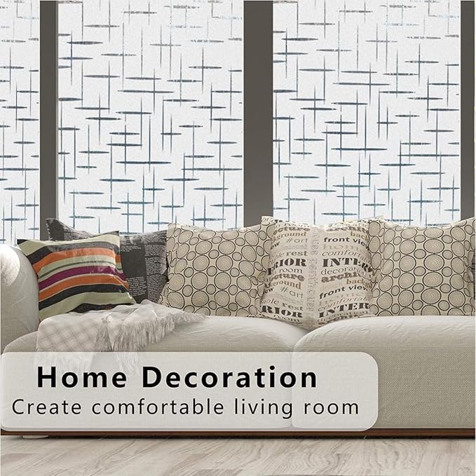 Finnez Frosted Window Film Non-Adhesive, Frosting Privacy Film for Glass Windows, Self Static-Cling Decorative Window Cling for Home Office UV Protection Cross Pattern, 23.6 x 157.4 inches-Ruum Studio Home
