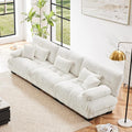 Modular Sectional Sofa Cloud Couch 3-Seater Deep Seat Sofa Couch, Oversized Couch Bed Sectional Couch with Round Bolster Armrests 5 Pillows, Modern Sofa Chair Comfy Couch(White)-Ruum Studio Home
