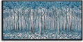 DUNHUANG ART Blue Tree Canvas Wall Art - Large Size Teal Abstract Painting for Home Office Living Room Bedroom Bathroom - Black Framed - Wall Decor Living Room 20"x40"-Ruum Studio Home