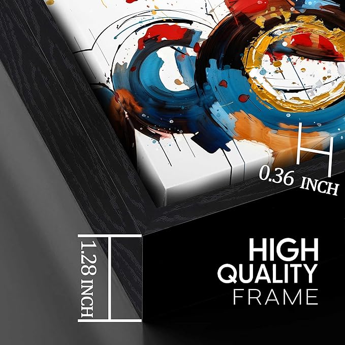 Abstract Wall Art With Black Wood Frames Large Canvas Prints Modern Living Room Bedroom Home Office Wall Decor Framed Colorful Circle Abstract Picture Ready to Hang Size 30x60-Ruum Studio Home
