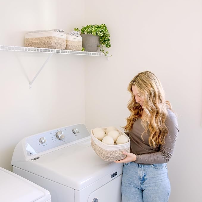 NaturalCozy 11.8"x8"x4.5” Storage Baskets for Shelves 3 Pack | Cotton Rope Woven Small Baskets for Organizing | Small Storage Bins for Nursery, Bathroom, Closet, Cube Shelf, Decorative, Gift Basket-Ruum Studio Home