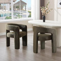 Green Sherpa Dining Chairs Set of 2, Modern Barrel Dining Room Chairs Upholstered Faux Fur Accent Chair with Arms and Round Back for Living Room Kitchen Armchair No Assembly Needed-Ruum Studio Home