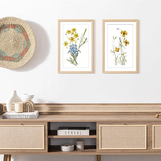 upsimples 11x17 Picture Frame, Natural Solid Wood Picture Frames, Display 9x15 with Mat or 11 x 17 Without, Vertical or Horizontal Wall Hanging, 1 Pack, Natural-Ruum Studio Home