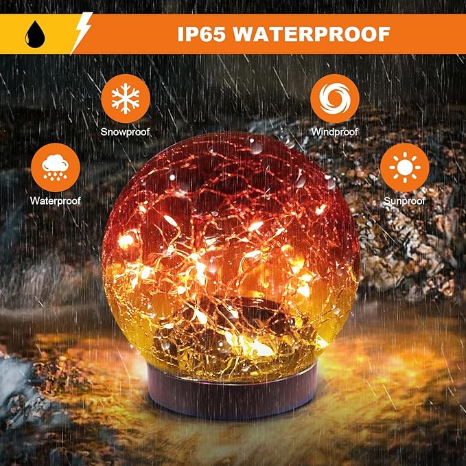 Solar Globe Lights Outdoor Waterproof-Solar Balls-Solar Garden Lights-Orbs for Outside 4 Pack Cracked Glass Ball for Lawn Patio Yard Backyard Decorations-Ruum Studio Home