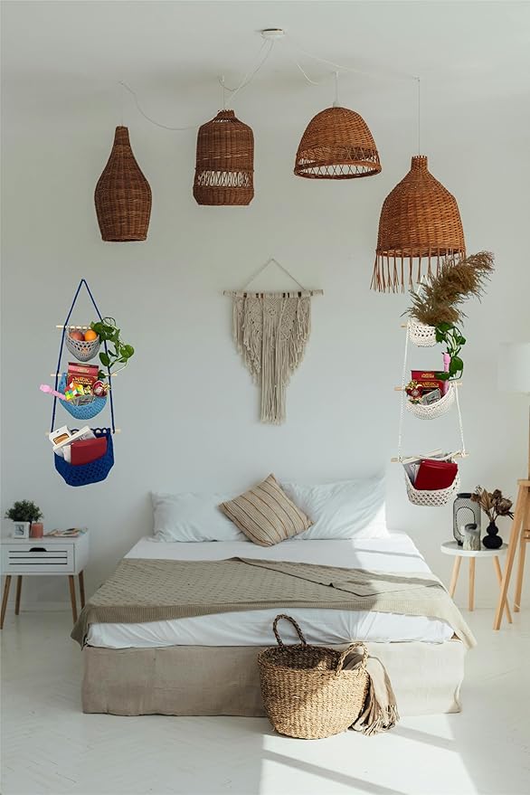 Hanging Fruit Basket, 3 Tier Cotton Macrame Produce Basket for Kitchen, Indoor Planter Hangers.-Ruum Studio Home