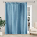 Macochico Extra Wide Full Blackout Linen Curtains for Sliding Door Blue Pinch Pleated Linen Curtains 96 Inches Long for Bedroom Living Room Farmhouse with Tieback 120”Wx96”L 1 Panel-Ruum Studio Home