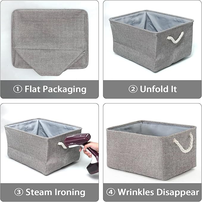 TcaFmac Organization and Storage Basket for Organizing - Large 2 Pack 16x12x12 inch Fabric Storage Cubes, Collapsible Storage Bins for Shelves Closet Gift Cloth Toy Books Baby (Grey)-Ruum Studio Home