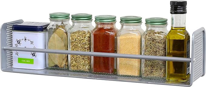 Simple Houseware Wall Mounted Spice Rack, Silver, Set of 2-Ruum Studio Home