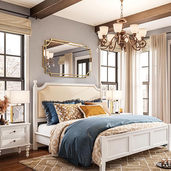 Kelly Miller 30"x48" Large Gold Mirror for Wall Decor, Modern Decorative Mirror Rectangle Wall Vanity Mirror Bevelled Full Length Mirror for Bathroom Living Room Bedroom Farmhouse Fireplace Entryway-Ruum Studio Home