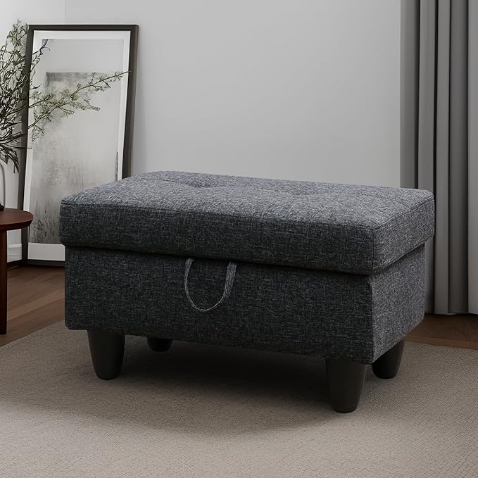 Ottoman Rectangular Storage Ottoman Bench, Footrest Stool Footstool with Lid for Living Room, Bedroom, Entryway, Brown, 28.5"x19"x17.5"-Ruum Studio Home