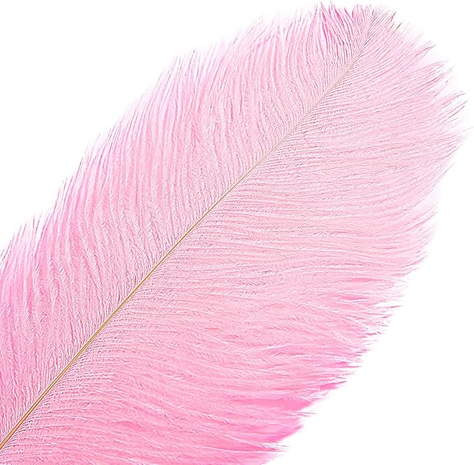 THARAHT 12PCS Ostrich Feathers Natural Bulk 14-16Inch(35-40cm) for Wedding Party Centerpieces Easter Gatsby Flower Arrangement and Home Decorate Ostrich Feathers,Pink-Ruum Studio Home
