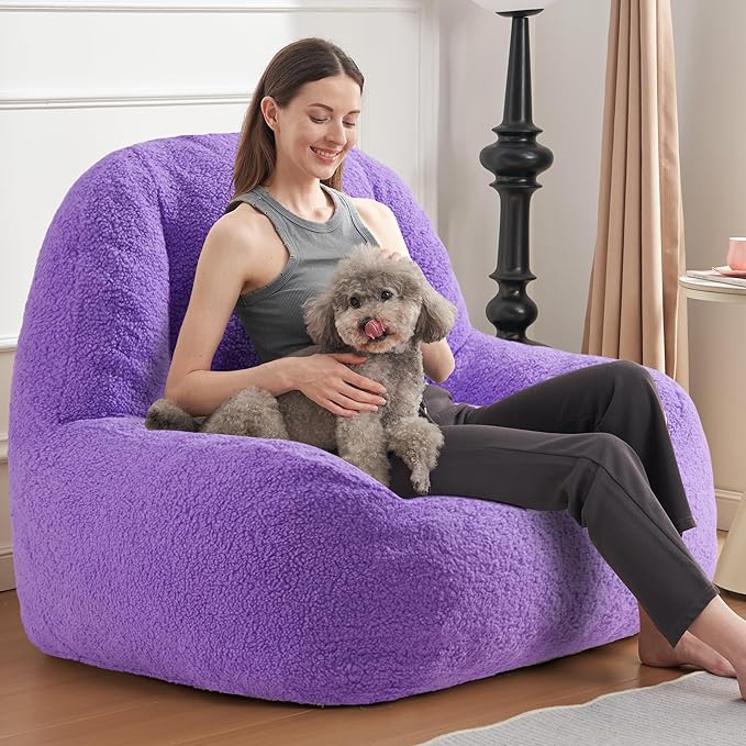Homguava Bean Bag Chairs for Adults,Giant Beanbag Couch Adult Bean Bag Chair with Filler Included,Modern Lazy Sofa Comfy Chair for Living Room(Purple)-Ruum Studio Home