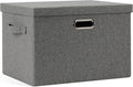 Large 17" 36 Quart Collapsible Stackable Storage Bins with Lids, 1 Pack Grey Foldable Fabric Closet Storage Boxes with Lids, 4 Handles Heavy-duty Linen Cube Baskets for Bedroom-Ruum Studio Home