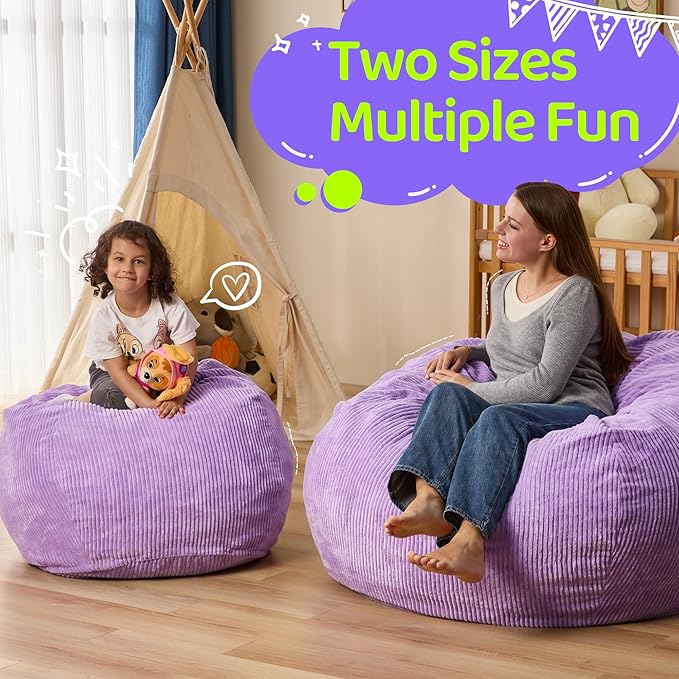 Bean Bag Chairs Teardrop Bean Bag Chair Beanbag Chair with Memory Foam Filled Machine Washable Cover for Living Room, Bedroom (Small,Purple)-Ruum Studio Home
