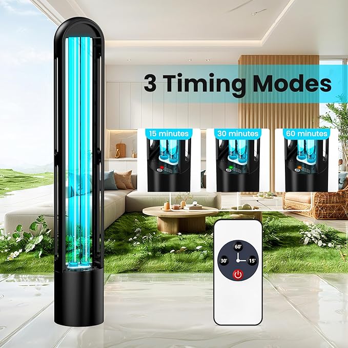 UV Light Sanitizer, Ultraviolet Lamp with Remote Control for Bed Bugs and Dust Mites, Home Disinfection Device UV Lamp for Home, Room & Kitchen, Ultraviolet Light with 3 Speed Timings-Ruum Studio Home