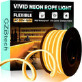 GZBtech Flexible LED Neon Rope Lights 16.4FT,AC 110-120V Waterproof Strip Light, 120LEDs/M Cuttable Connectable Neon Lighting for Indoor Outdoor Home Decor/Commercial Building Use-Amber 5M-Ruum Studio Home