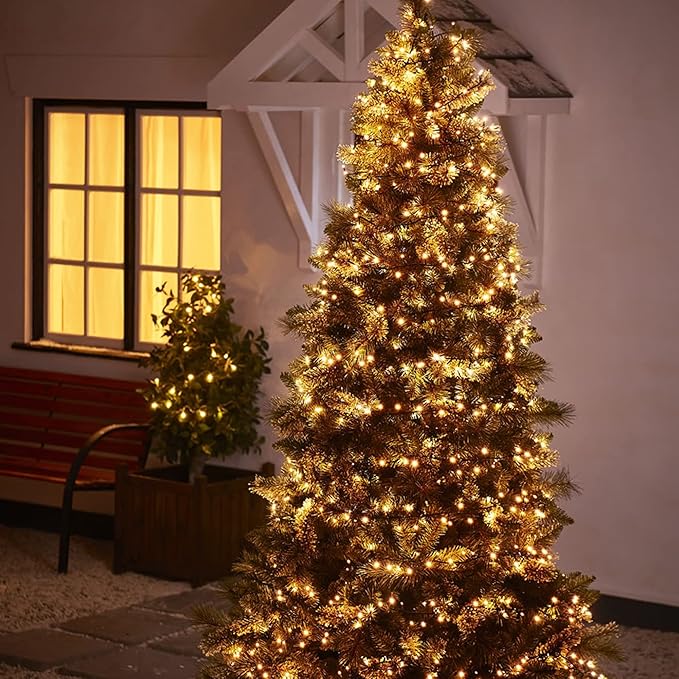 Dazzle Bright Warm White Christmas String Lights, 82ft 1000 LED Waterproof Green Wire Fairy Lights with 8 Modes, Outdoor Lights for Xmas Tree Holiday Wedding Party Christmas Decorations-Ruum Studio Home