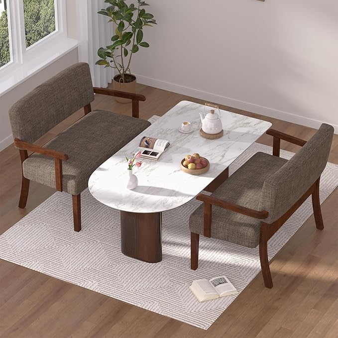 Accent Chair 2 Seat, Arm Chairs with Soft Seat and Armrests for Living Room, Love seat for Dining, Reading, and Waiting Rooms (Brown)-Ruum Studio Home