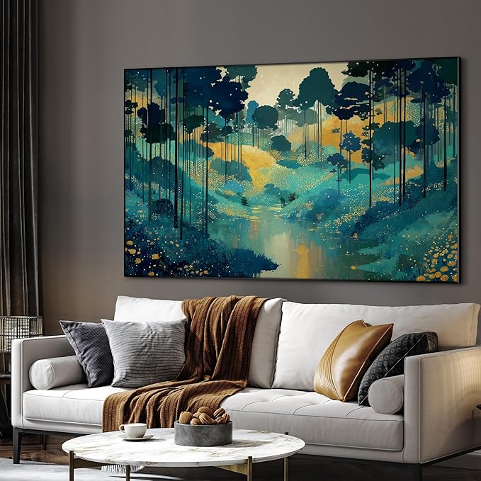 SIGNWIN 46"x72" Extra Large Framed Wall Art Whimsical Fantasy Forest, Vibrant Nature Landscape for Home Living Room Bedroom Decor (Frame Assembly Required)-Ruum Studio Home