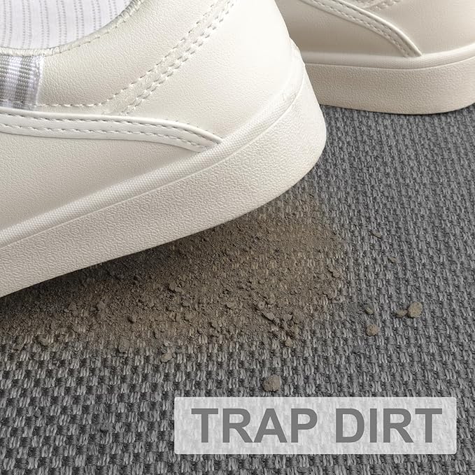 LEKEEPGO Door Mat 17"x29", Non Slip Door Mat Indoor Entrance, Rubber Backing Front Indoor Door mat Washable Absorbent Low-Profile Entryway Entry Resist Dirt Inside Door Mats, Light Grey-Ruum Studio Home