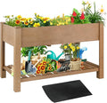 Raised Garden Bed with Legs - Elevated Wooden Planter Box, Durable Fir Wood, Reinforced Frame with Drainage Holes, Liner, and Storage Shelf for Vegetables, Herbs, Flowers, 47" x 23" x 30"-Ruum Studio Home