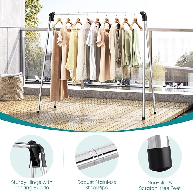 APEXCHASER Foldable Clothes Drying Rack, 55'' Collapsible Laundry Clothes Airer Width Heavy Duty Hanger for Sweaters Baby Clothes Towels Portable Indoor Outdoor for Home Travel-Ruum Studio Home