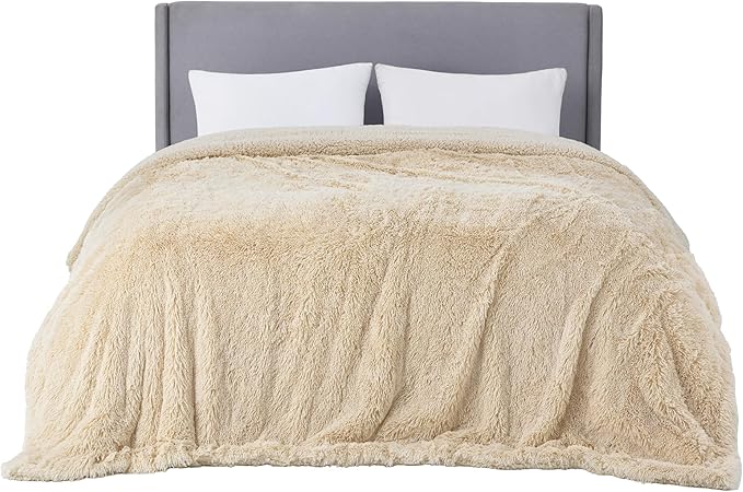 Bedsure GentleSoft Fluffy Beige Blankets Queen Size for Bed, Thick Sherpa Faux Fur Fleece Fuzzy Plush Winter Warm Heavy Soft Queen Blankets, Bedroom Decor Beige Gifts Cozy Gifts for Women Men, 90x90-Ruum Studio Home