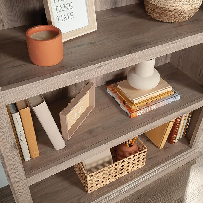 Sauder 3 Tier Book Shelf Wooden Bookcase Multipurpose Bookshelf for Home Office, Living Room, in Laurel Oak-Ruum Studio Home