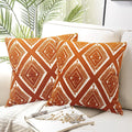 Alysheer Embroidered Decorative Throw Pillow Covers 18x18 inches Set of 2 Pieces, Boho Geometric Modern Chic Classic Pattern Cotton Cushion Cases for Sofa Couch Bed Living Room(Burnt Orange)-Ruum Studio Home