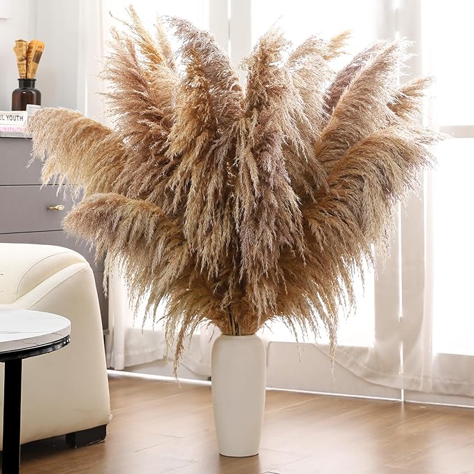 40" inch 11 Stems Natural Pampas Grass Tall Decor,Pompas Grass,Large Brown Tall Pampas Grass for Floor Vase,Wedding Decorations,Party,Boho Home Decor,and Creating a Boho Ambiance-Ruum Studio Home