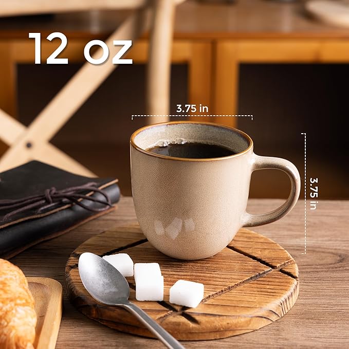 AmorArc 12oz Coffee Mugs, Ceramic Coffee Mugs set of 6 for Man, Woman, Dad, Mom, Modern Coffee Mugs with handle for Latte/Cappuccino/Milk/Cocoa. Dishwasher&Microwave Safe Latte-Ruum Studio Home