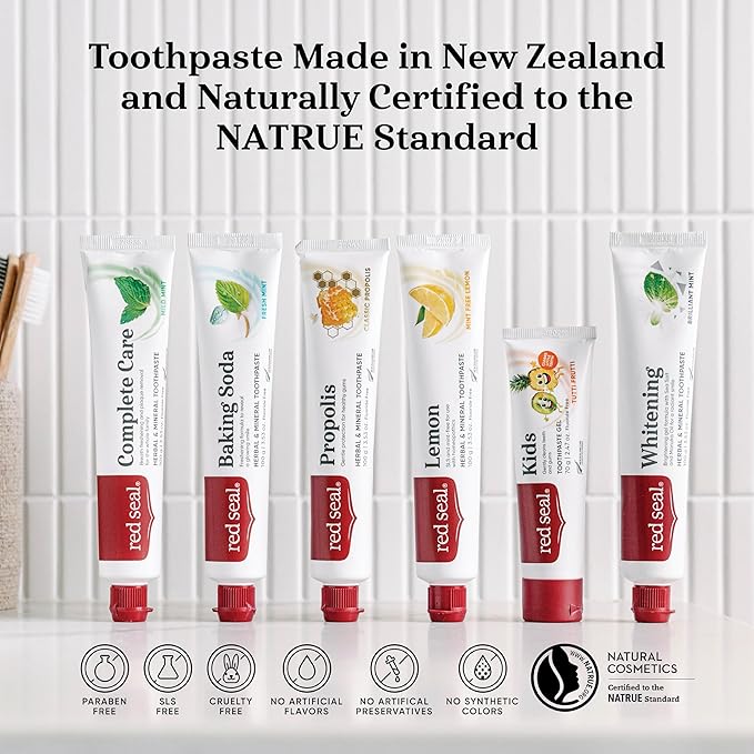Red Seal Fluoride Free Toothpaste - Baking Soda - Herbal & Mineral Formula, Vegan-Friendly, Cruelty-Free, SLS and Paraben-Free, No Artificial Flavors, NATRUE Certified Natural, Dry Mouth Relief-Ruum Studio Home