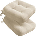 Codi Dining Chair Cushions 2 Pack, Thick Chairs Pads for Indoor Kitchen Room - Washable, Non-Slip Memory Foam Seat Cushion with Ties, 16.5"x16.5"x 3.5", Set of 2, Beige-Ruum Studio Home