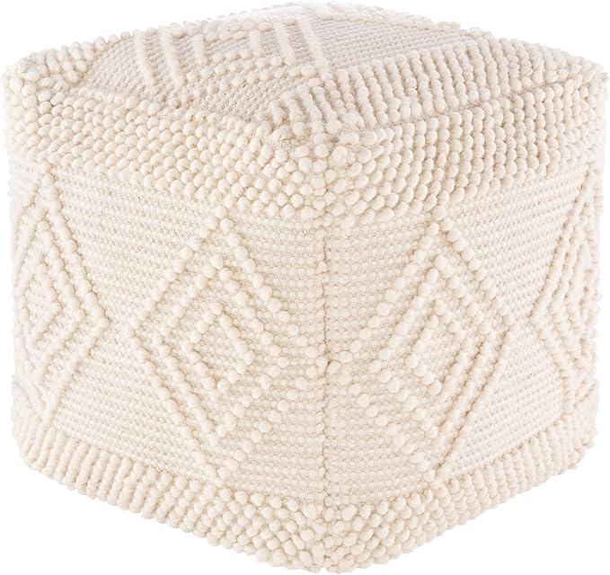 Mark&Day Pouf Ottoman, Prellenkirchen Modern White Cube Pouf Foot Rest for Living Room, Bedroom and Boho Home Decor (18"x18"x18")-Ruum Studio Home