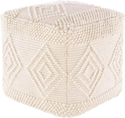 Mark&Day Pouf Ottoman, Prellenkirchen Modern White Cube Pouf Foot Rest for Living Room, Bedroom and Boho Home Decor (18"x18"x18")-Ruum Studio Home