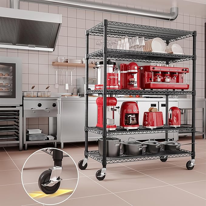 IZEUK Garage Shelving Wide Storage Shelves 5 Tier Metal Shelves 4000 LBS Heavy Duty Adjustable Utility Shelf Rack Black 23.6" D x 53.1" W x 73.6" H-Ruum Studio Home