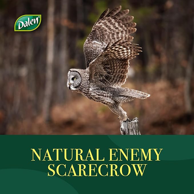 Dalen Large Fake Owl Decoy to Scare Birds Away - Garden Scarecrow Provides Natural Pest Control - 16" Tall - Great Horned Owl-Ruum Studio Home