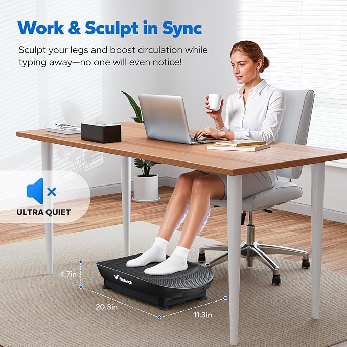 MERACH Slim Vibration Plate Exercise Machine, Vibration Plate for Lymphatic Drainage Weight Loss, Vibrating Plate with Real-Time Calorie Tracking on LED Display, Workout Equipment for Home Women Men-Ruum Studio Home