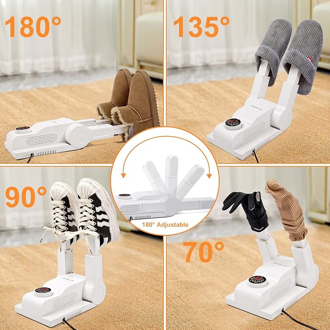FORLIM [Upgraded Temperature Control] Boot Dryer for Work Boots - Shoe Dryer with 24-Hour Delay Timer, Portable Glove Dryer & Boot Warmer, Automatic Shut-Off Timer, Folding Design, Smart Panel, White-Ruum Studio Home
