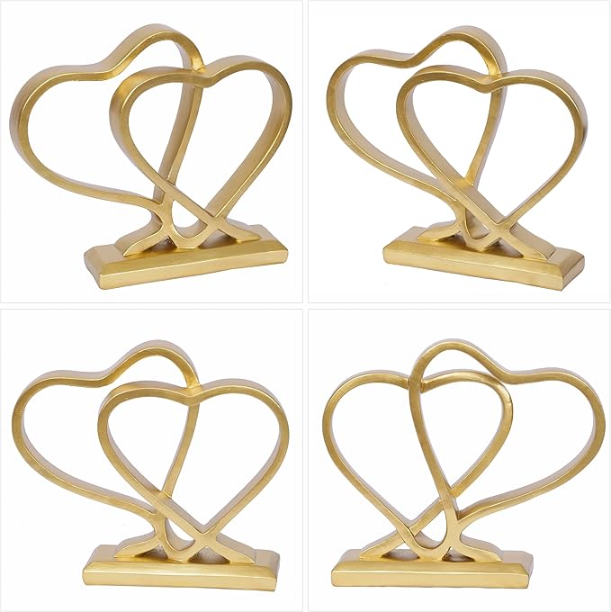 Gold Heart Sculpture for Living Room Decor Heart Decoration Gift for Her and Him Love Wedding Anniversary Couples Gift Modern Heart Statue for Home Coffee Table Dining Table Centerpiece Birthday Gift-Ruum Studio Home