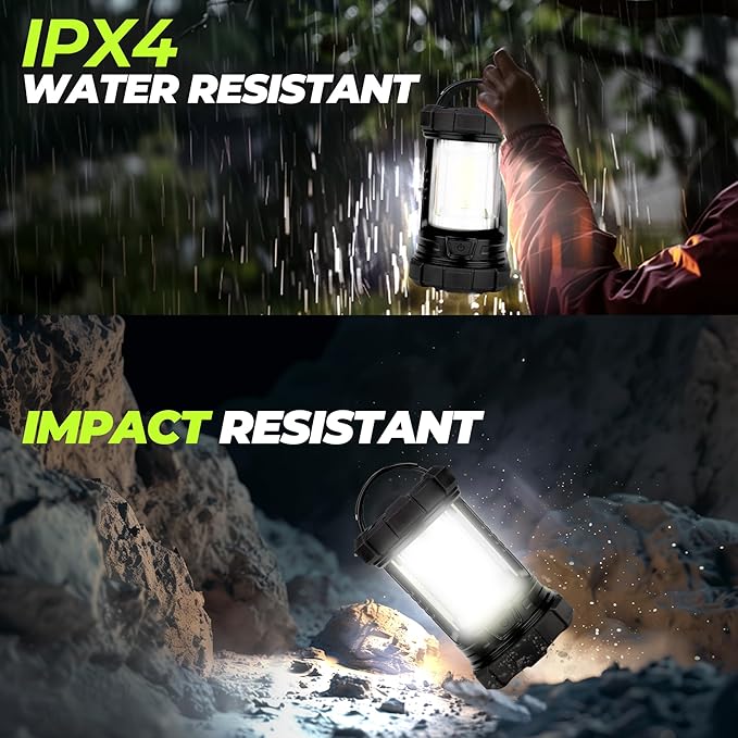 Rechargeable Camping Lantern, 3000LM 5 Light Modes Camping Light 4400 Capacity Phone Charger LED Impact-Resistant Flashlight Lantern Portable Waterproof Hurricane Lanterns for Emergency(Black)-Ruum Studio Home