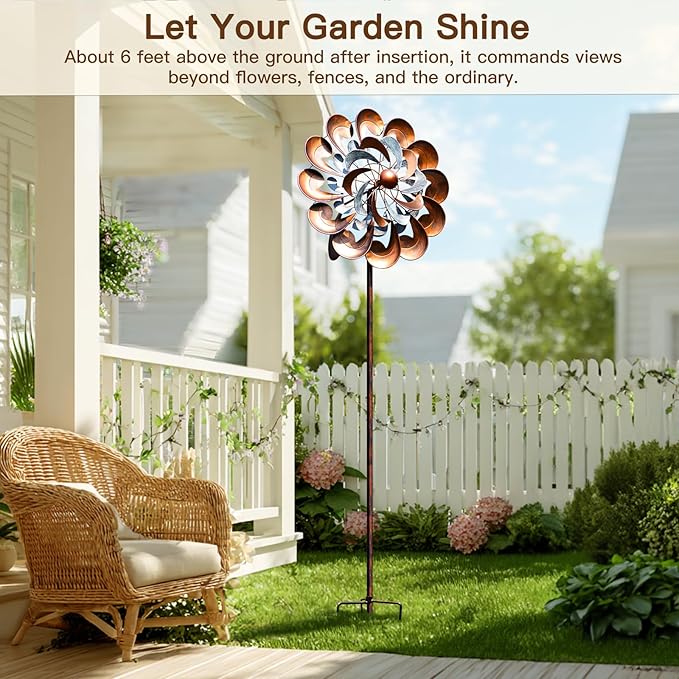Wind Spinner Outdoor Garden Decor, Wind Spinners for Yard and Garden, 84 inch Copper Wind Sculptures & Spinners, Windmill for Yard Decorations - Larger Spinners-Ruum Studio Home