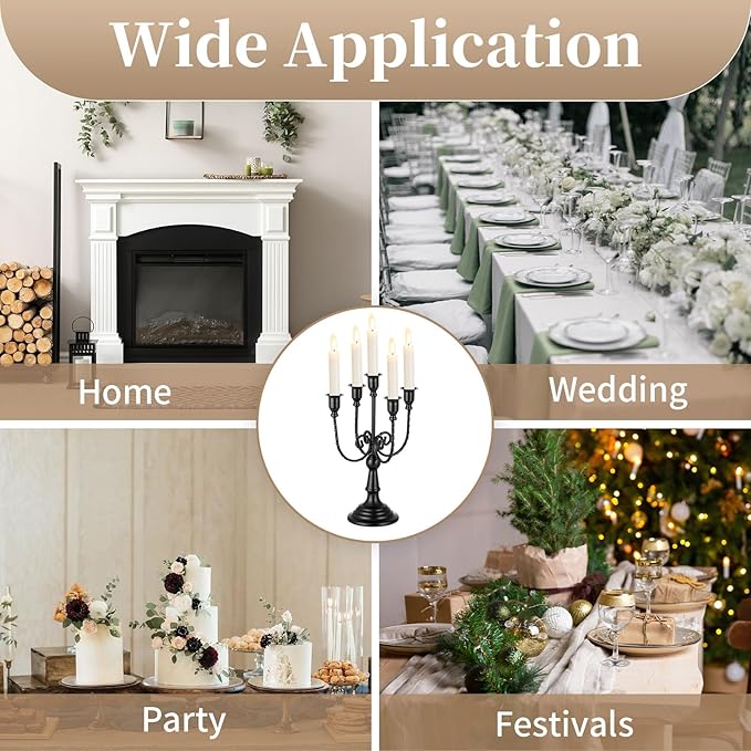 Sziqiqi Black Candelabra Candle Holder - Candle Holders for Candlesticks Set of 2 Metal Candelabrum Stand for Wedding Christmas Table Centerpieces Decor-Ruum Studio Home