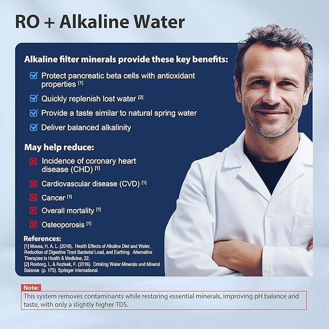 iSpring RCC7AK, NSF Certified, 75 GPD, Alkaline 6-Stage Reverse Osmosis System, pH+ Remineralization RO Water Filter System Under Sink, Patented Top-Mounted Faucet Design for Easy Installation-Ruum Studio Home